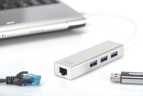 Bild von Digitus USB 3.0 3-Port Hub & Gigabit LAN-Adapter