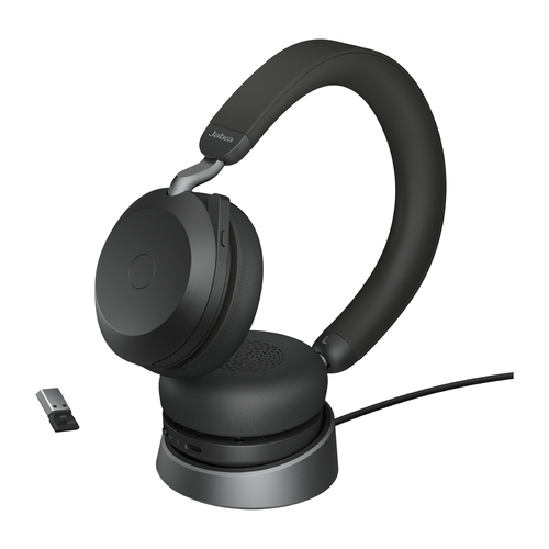 Bild von Jabra Evolve2 75 Kopfhörer Verkabelt & Kabellos Kopfband Büro/Callcenter Bluetooth Ladestation Schwarz