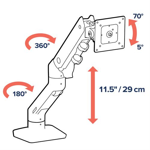 Bild von Ergotron HX Series 45-475-216 Flachbildschirm-Tischhalterung 124,5 cm (49&quot;) Tisch/Bank Weiß