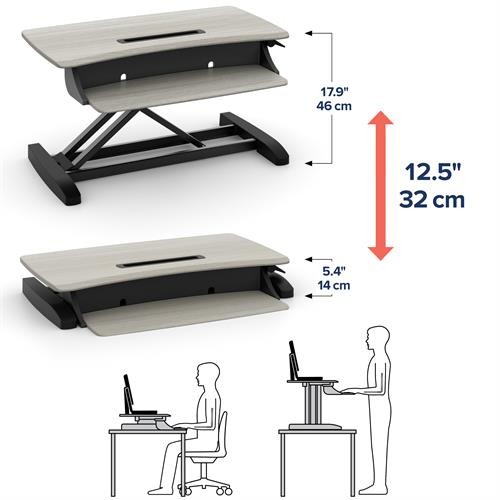 Bild von Ergotron WorkFit-Z Mini, Schwarz, Grau, 61 cm (24&quot;), 11,3 kg, Tisch/Bank, Rechteckige Form, 31,8 cm