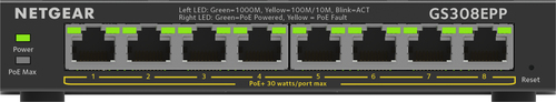 Bild von NETGEAR 8-Port Gigabit Ethernet High-Power PoE+ Plus Switch (GS308EPP) Managed L2/L3 Gigabit Ethernet (10/100/1000) Power over Ethernet (PoE) Schwarz