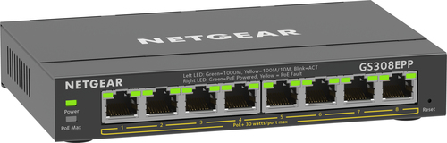 Bild von NETGEAR 8-Port Gigabit Ethernet High-Power PoE+ Plus Switch (GS308EPP) Managed L2/L3 Gigabit Ethernet (10/100/1000) Power over Ethernet (PoE) Schwarz