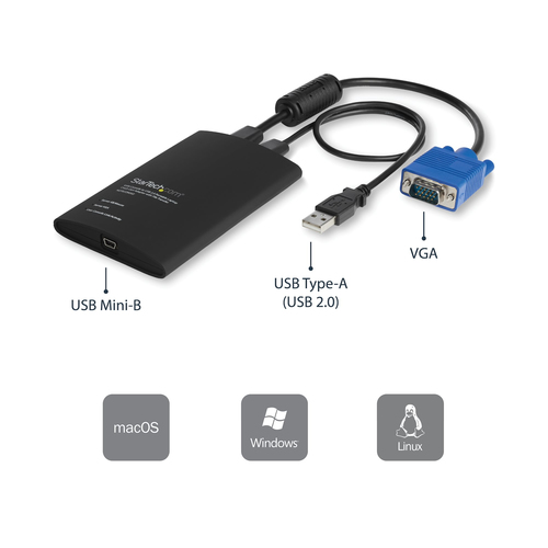 Bild von StarTech.com USB Crash Cart Adapter - Portables KVM Adapter - Laptop KVM Konsole für Headless Geräte/Server/ATM/POS/Embeded - Laptop KVM Konsole konverter - KVM Console Adapter