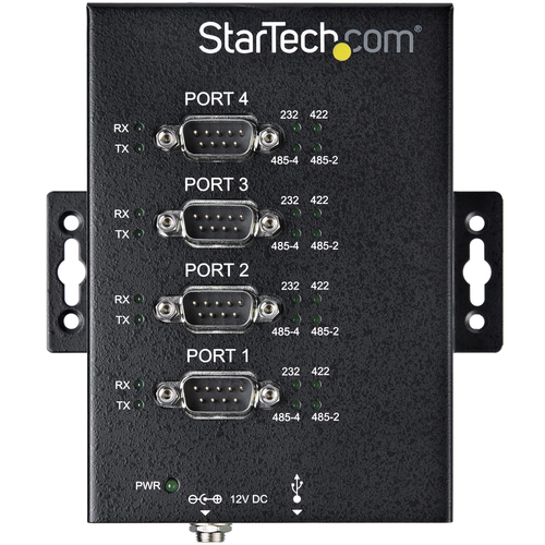 Bild von StarTech.com 4 Port Serieller Hub, USB auf RS232/RS485/RS422 Adapter - Industrieller USB 2.0 auf DB9 Konverter Hub - IP30 Schutzklasse - Hutschienenmontierbar, 15kV ESD Schutz