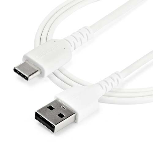 Bild von StarTech.com 1m USB-A auf USB-C Ladekabel - Dauerhaftes USB 2.0 auf USB Typ-C Datenübertragungs- und Schnellladekabel - Robuster TPE-Mantel Aramidfaser, M/M, 3A - Weiß