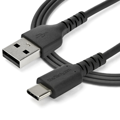 Bild von StarTech.com 2m USB-A auf USB-C Ladekabel - Dauerhaftes USB 2.0 auf USB Typ-C Datenübertragungs- und Schnellladekabel - Robuster TPE-Mantel Aramidfaser, M/M, 3A - Schwarz