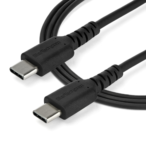 Bild von StarTech.com 1m USB-C Ladekabel - Langlebiges USB 2.0 Typ C zu USB C Datenübertragungs-/Schnellladekabel - TPE Mantel Aramidfaser M/M 60W Schwarz - Samsung S10 S20 iPad Pro MS Surface