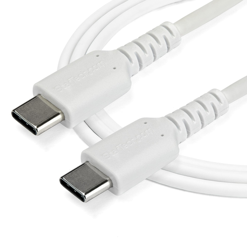 Bild von StarTech.com 1m USB-C Ladekabel - Langlebiges USB 2.0 Typ C zu USB C Datenübertragungs-/Schnellladekabel - TPE Mantel Aramidfaser M/M 60W Weiß - Samsung S10 S20 iPad Pro MS Surface