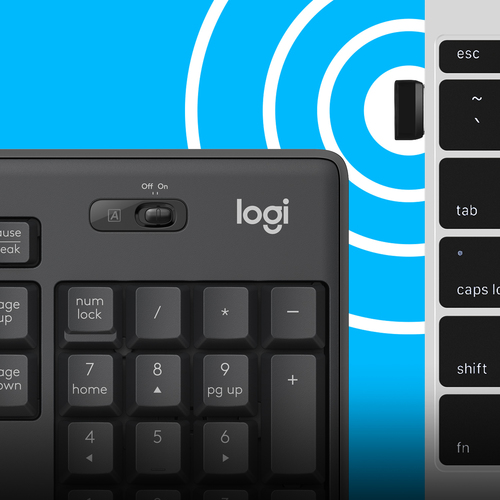 Bild von Logitech MK295 Silent Wireless Combo Tastatur Maus enthalten Büro USB QWERTY US International Graphit