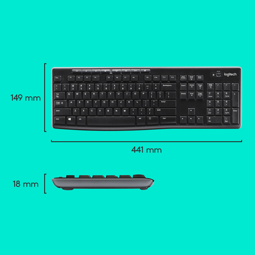 Bild von Logitech Wireless Combo MK270 Tastatur Maus enthalten Haus RF Wireless QWERTY US International Schwarz, Silber