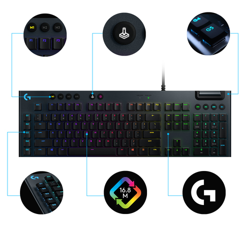 Bild von Logitech G G815 LIGHTSYNC RGB Mechanical Gaming Keyboard – GL Linear Tastatur USB QWERTY Englisch Karbon