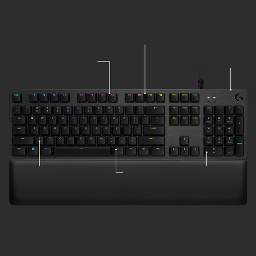 Bild von Logitech G G513 CARBON LIGHTSYNC RGB Mechanical Gaming Keyboard, GX Brown Tastatur USB QWERTZ Schweiz Karbon