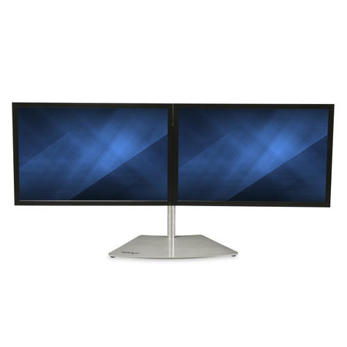 Bild von StarTech.com Doppelmonitorhalterung - Ergonomische, freistehende Doppelmonitor-Tischhalterung für zwei 24&quot; Bildschirme(je 8kg) mit VESA-Montage - Synchronisierte Höhenverstellung - Silber