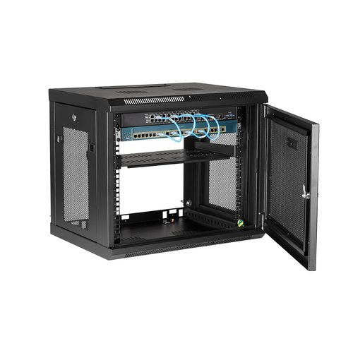 Bild von StarTech.com 2-Pfosten 9HE Netzwerkschrank mit 1HE Fachboden, 19&quot; Wand-Rack für Daten / AV / Elektronik / Computer, Kleines Belüftetes Rack-Gehäuse