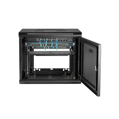 Bild von StarTech.com 2-Pfosten 9HE Netzwerkschrank mit 1HE Fachboden, 19&quot; Wand-Rack für Daten / AV / Elektronik / Computer, Kleines Belüftetes Rack-Gehäuse