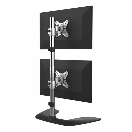 Bild von StarTech.com Monitorhalterung für zwei vertikal gestapelte Monitore - Ergonomischer Monitorarm für zwei VESA Monitore - bis zu 27&quot;(je 8kg) Monitore - Freistehend, Höhenverstellbar - Silber