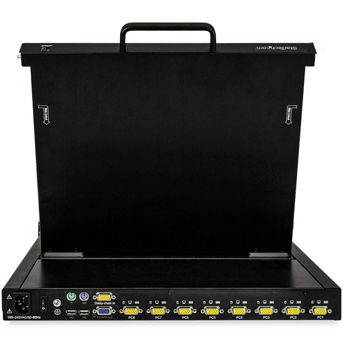 Bild von StarTech.com 8 Port Rack KVM Konsole mit 1,8 m Kabeln - US Tastatur(QWERTY), Integrierter KVM Switch mit 17&quot; LCD Monitor - 1HE LCD KVM Konsole - OSD KVM - 50.000 MTBF - USB + VGA