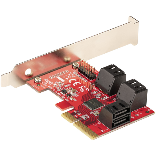 Bild von StarTech.com PCIe SATA Controller Karte - 6 Port SATA 3 Erweiterungskarte/Kontroller für PCIe x4 - 6Gbit/s - Voll- und Low-Profile Blende - ASM1166 Non-RAID Chipsatz - PCI Express Festplatten kontroller/Adapter
