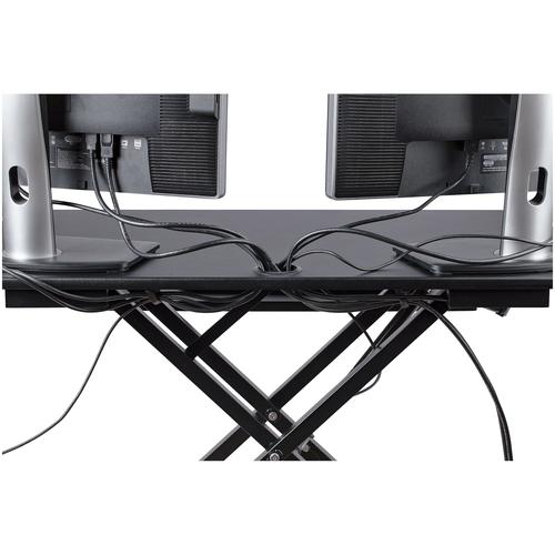 Bild von StarTech.com Eck-Sitz-Steh-Schreibtischaufsatz mit Tastaturablage - große Arbeitsfläche (89 x 53cm) - höhenverstellbarer, ergonomischer Schreibtisch/Tisch-Steharbeitsplatz - unterstützt zwei Monitore