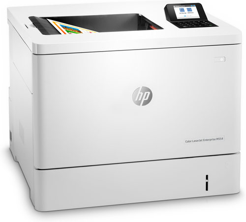 Bild von HP Color LaserJet Enterprise M554dn Drucker, Drucken, USB-Druck über Vorderseite; Beidseitiger Druck