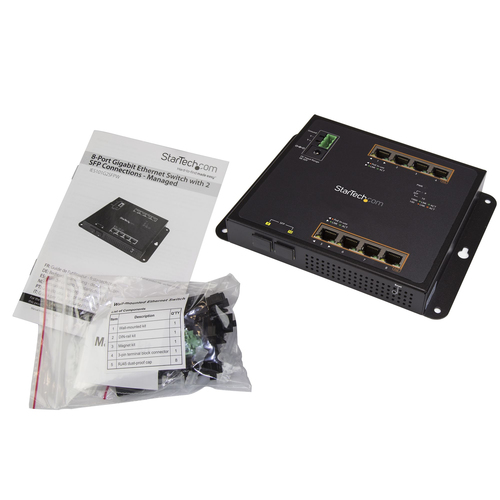 Bild von StarTech.com Industrial 8 Port Gigabit PoE+ Switch m/2 SFP MSA Slots - 30W - Layer/L2 Switch GbE Managed - Rugged High Power Gigabit Ethernet Network Switch IP-30/-40 C bis 75 C