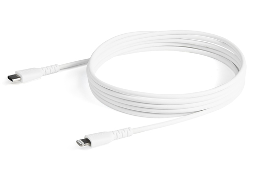 Bild von StarTech.com 2m strapazierfähiges weißes USB-C auf Lightning-Kabel - Hochbelastbare, robuste Aramidfaser - USB Typ-C auf Lightningkabel - Lade-/Synchronisationskabel - Apple MFi-zertifiziert iPad/iPhone 12