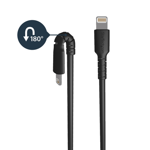 Bild von StarTech.com 2m strapazierfähiges schwarzes USB-A auf Lightning-Kabel - Hochbelastbare, robuste Aramidfaser - USB Typ-A auf Lightningkabel - Lade-/Synchronisationskabel - Apple MFi-zertifiziert iPad/iPhone 12