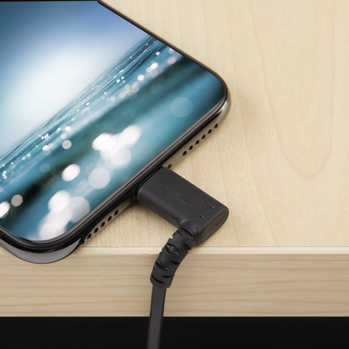 Bild von StarTech.com 2m strapazierfähiges schwarzes USB auf Lightning-Kabel - 90° rechtwinkliges USB Lightning Ladekabel mit Aramidfaser - Synchronisationskabel - Apple MFi-zertifiziert iPad/iPhone 12