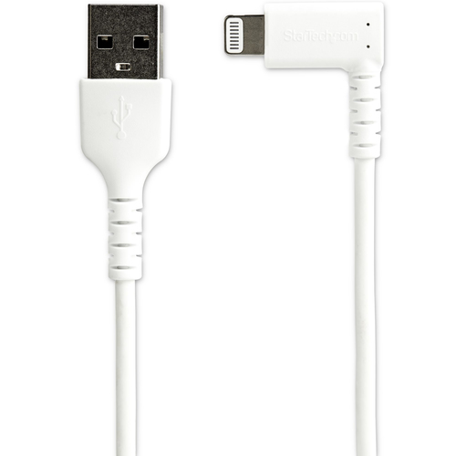 Bild von StarTech.com 2m strapazierfähiges weißes USB auf Lightning-Kabel - 90° rechtwinkliges USB Lightning Ladekabel mit Aramidfaser - Synchronisationskabel - Apple MFi-zertifiziert iPad/iPhone 12