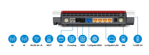 Bild von FRITZ!Box 6890 LTE WLAN-Router Gigabit Ethernet Dual-Band (2,4 GHz/5 GHz) 4G Schwarz, Rot, Weiß