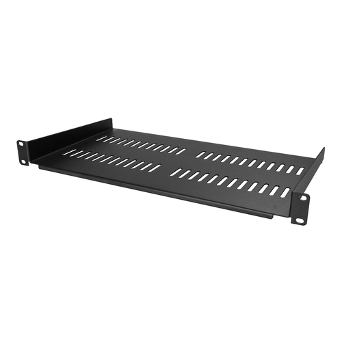 Bild von StarTech.com 1 HE Fachboden - Perforiertes Universal Rack Montage Server Rack Regal für 19 Zoll Netzwerkschränke - Passiv Belüftet - Schwerlast - bis 23 kg Tragkraft - 25cm Tiefe Ablage, Schwarz