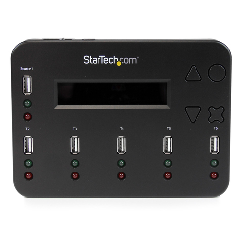 Bild von StarTech.com 1:5 USB Stick Klonstation und Löscher, Kopierer für mehrere USB Laufwerke, System and File und Sector-by-Sector Kopieren, 1,5 GB/min, Single und 3-Pass Löschen, LCD Display