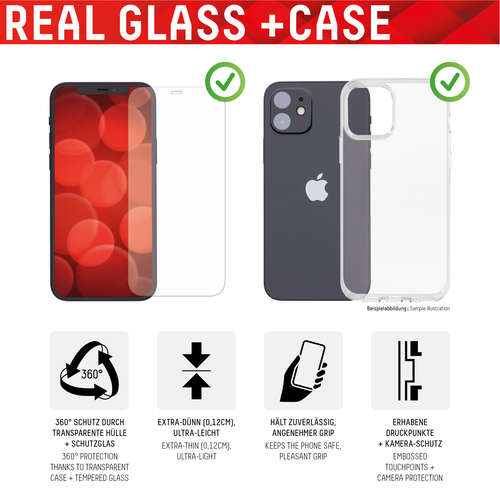 Bild von Displex Panzerglas (10H) + Case für Apple iPhone 11, Montagesticker, + Case, Tempered Glas, kratzer-resistente Schutzfolie