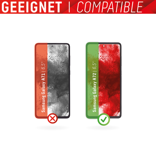 Bild von Displex Full Cover Panzerglas (10H) für Samsung Galaxy A72, Eco-Montagerahmen, volle Displayabdeckung, Tempered Glas, kratzer-resistente Schutzfolie, hüllenfreundlich