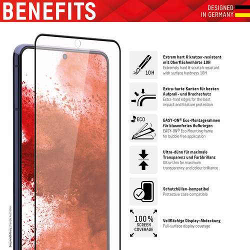 Bild von Displex Full Cover Panzerglas (10H) für Samsung Galaxy S21+ 5G, Montagerahmen, volle Displayabdeckung, Tempered Glas, kratzer-resistente Schutzfolie, hüllenfreundlich