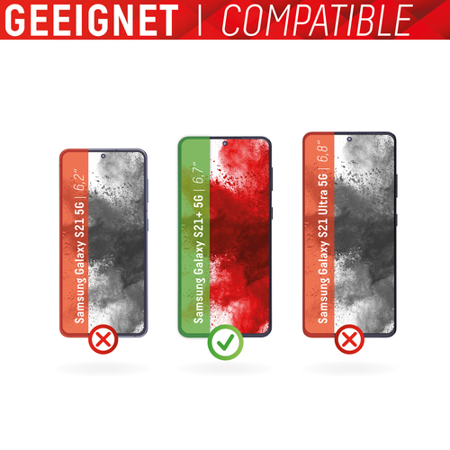 Bild von Displex Full Cover Panzerglas (10H) für Samsung Galaxy S21+ 5G, Montagerahmen, volle Displayabdeckung, Tempered Glas, kratzer-resistente Schutzfolie, hüllenfreundlich