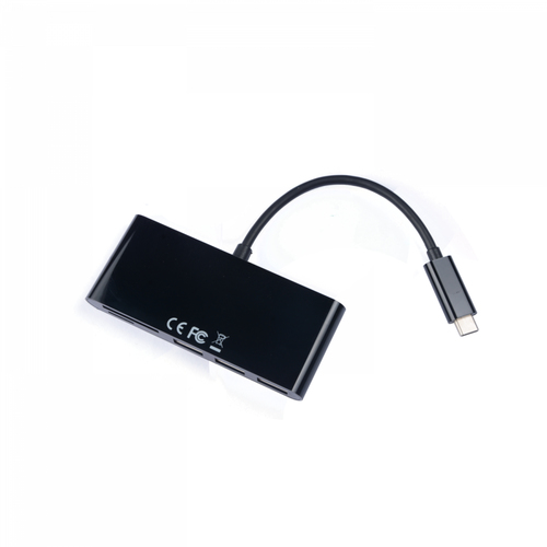 Bild von V7 USB-Adapter USB-C (m) auf 3x USB 3.0 A (f), MicroSD, SD/MMC, schwarz