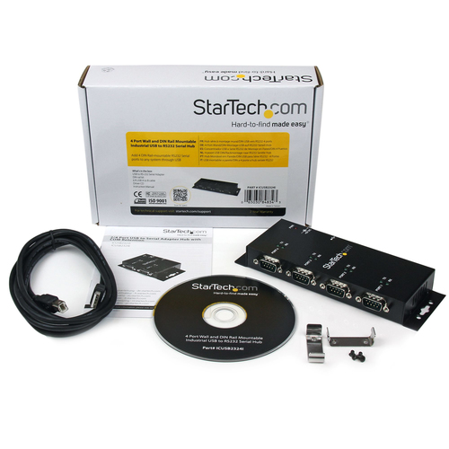 Bild von StarTech.com 4 Port USB auf Seriell RS232 Adapter Hub - Industriell DIN-Schienen/ Wandmontagefähig
