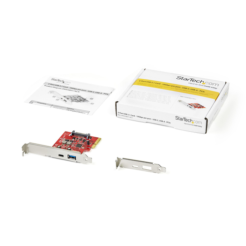 Bild von StarTech.com PCI Express USB-C USB-A 2-Port Karte - USB 3.2 Gen 2 (10 Gbit/s) Typ C - Interner USB-Hub für Windows Mac und Linux