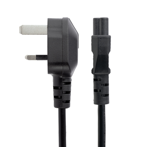 Bild von StarTech.com 2 m GB Laptop Ladekabel, BS 1363 auf C5, 2,5A 250V, 18AWG, Notebook / Laptop Ersatzstromkabel, UK Laptop Netzteil Stromkabel, Kleeblatt/Mickey Mouse Netzkabel