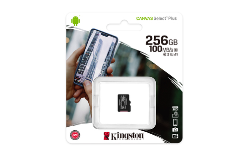 Bild von Kingston Technology 256GB micSDXC Canvas Select Plus 100R A1 C10 Einzelpack ohne Adapter