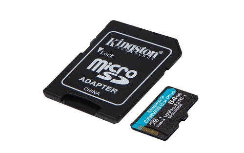 Bild von Kingston Technology 64GB microSDXC Canvas Go Plus 170R A2 U3 V30 Speicherkarte + Adapter