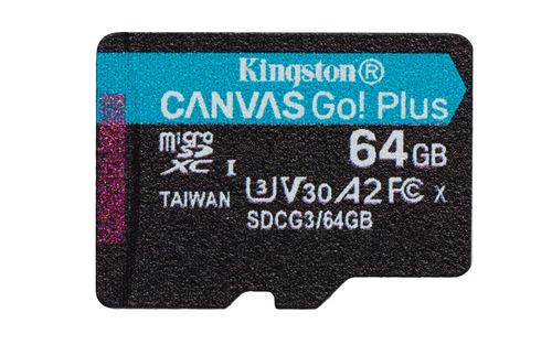 Bild von Kingston Technology 64GB microSDXC Canvas Go Plus 170R A2 U3 V30 Speicherkarte + Adapter