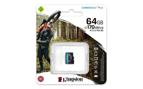 Bild von Kingston Technology 64GB microSDXC Canvas Go Plus 170R A2 U3 V30 Einzelpack ohne Adapter