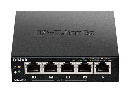 Bild von D-Link DGS-1005P/E Netzwerk-Switch Unmanaged Gigabit Ethernet (10/100/1000) Power over Ethernet (PoE) Schwarz