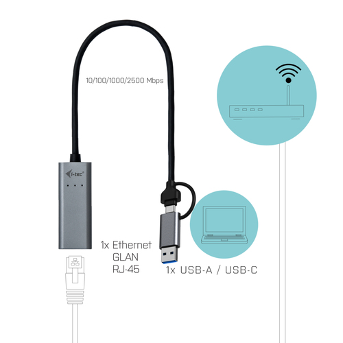 Bild von i-tec Metal USB-C/USB-A 2.5Gbps Ethernet Adapter