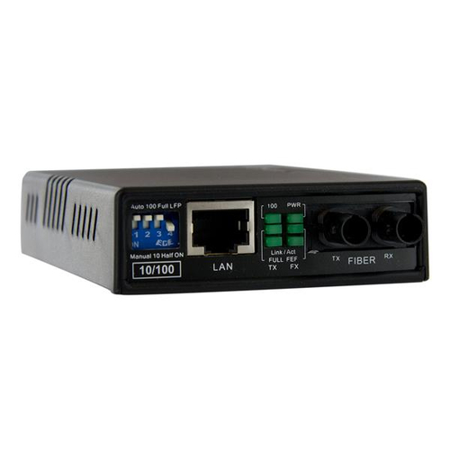 Bild von StarTech.com 10/100 Mbit/s Fast Ethernet Multimode ST LWL / Glasfaser Kupfer Medienkonverter - 2km