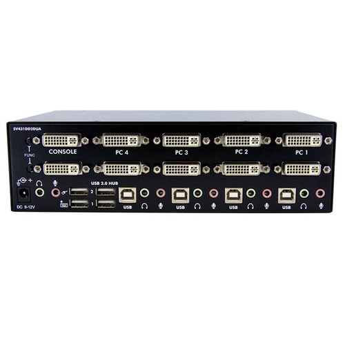 Bild von StarTech.com 4 Port Dual DVI USB KVM Switch/ Umschalter mit Audio und USB 2.0 Hub