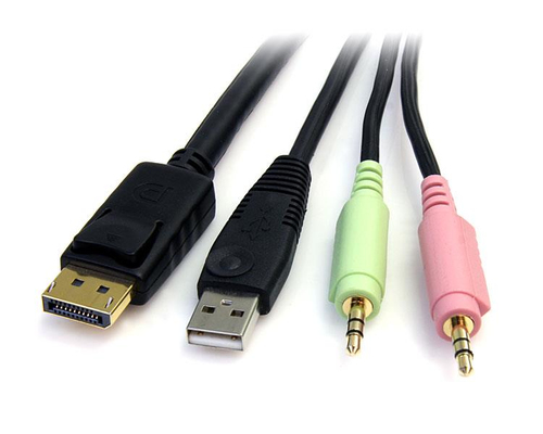 Bild von StarTech.com 1,8m 4-in-1 USB DisplayPort KVM-Switch Kabel mit Audio und Mikrofon
