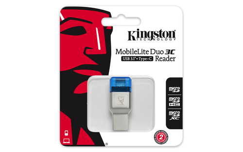 Bild von Kingston Technology MobileLite Duo 3C Kartenleser USB 3.2 Gen 1 (3.1 Gen 1) Type-A/Type-C Blau, Silber